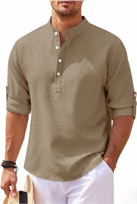 Chemise décontractée à col officier pour homme