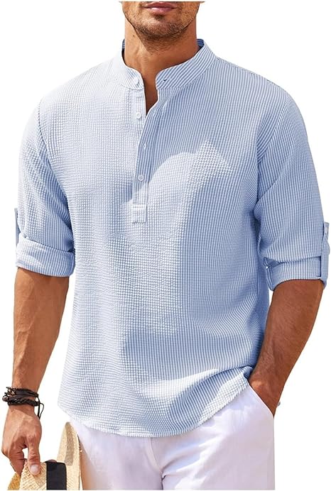 Chemise décontractée à col officier pour homme