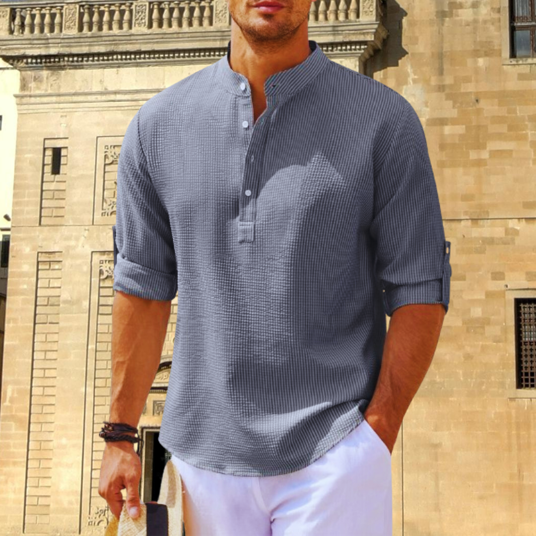 Chemise décontractée à manches retroussables pour homme