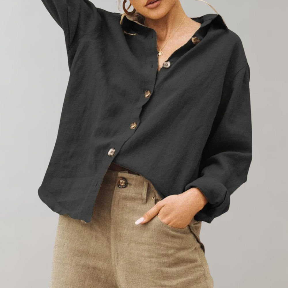 Chemise en mélange lin-coton aérée, coupe décontractée