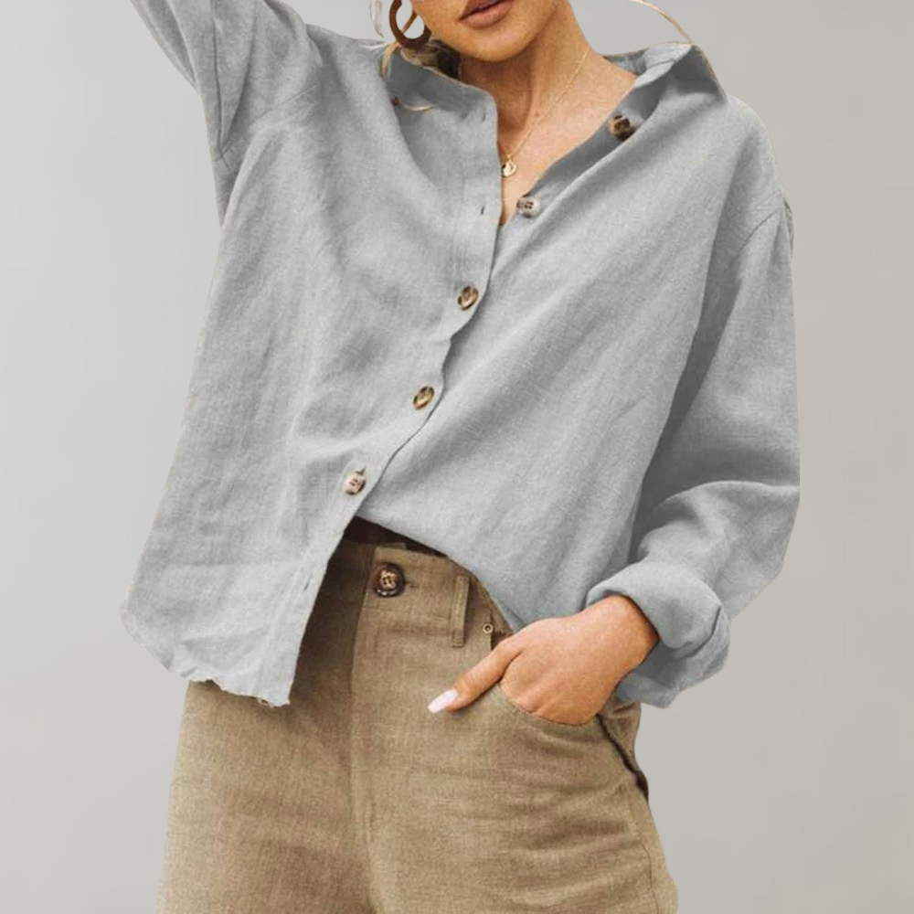 Chemise en mélange lin-coton aérée, coupe décontractée