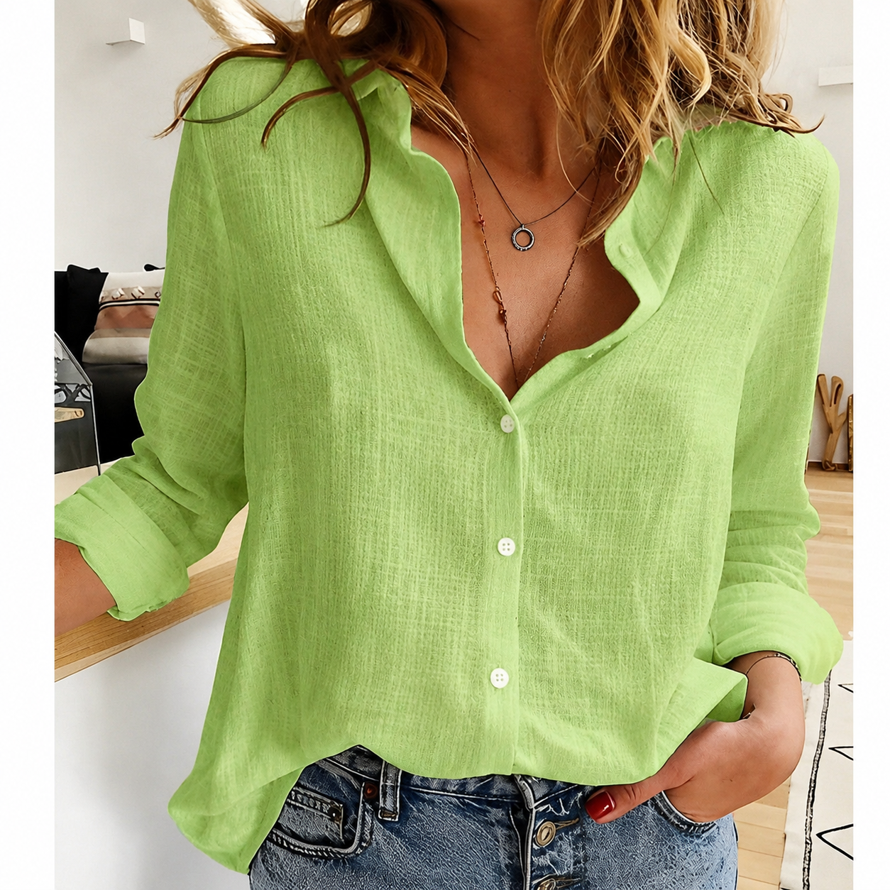 Chemise femme boutonnée coupe décontractée
