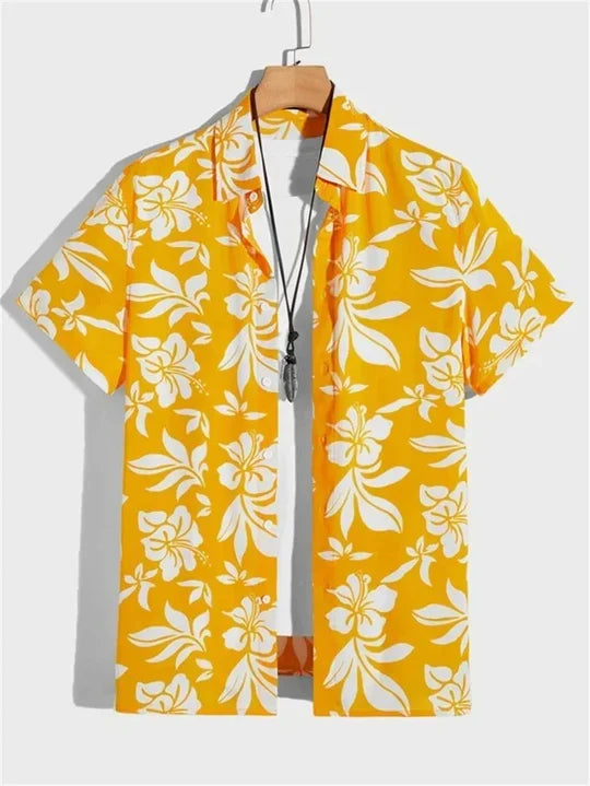 Chemise hawaïenne à motif floral 3D, style vibrant pour les jours décontractés
