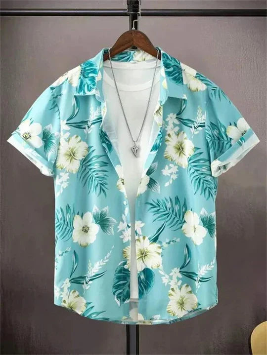 Chemise hawaïenne à motif floral 3D, style vibrant pour les jours décontractés