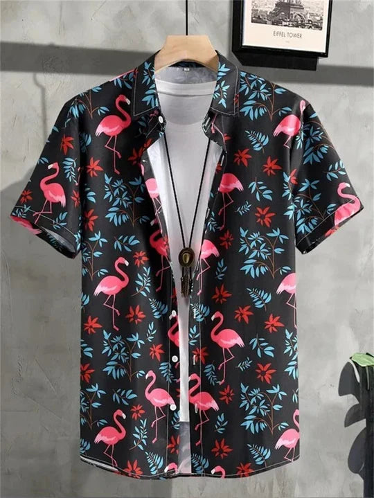 Chemise hawaïenne à motif floral 3D, style vibrant pour les jours décontractés