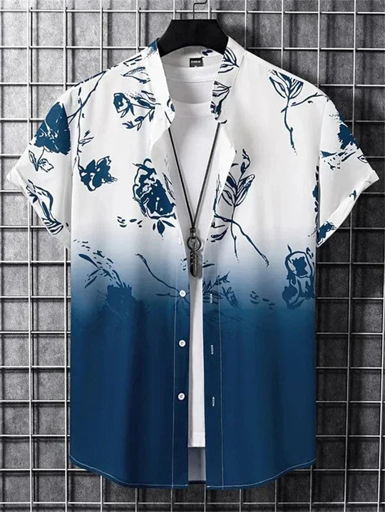 Chemise hawaïenne à motif floral 3D, style vibrant pour les jours décontractés
