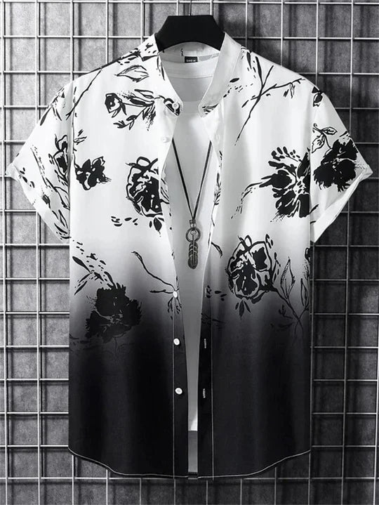 Chemise hawaïenne à motif floral 3D, style vibrant pour les jours décontractés