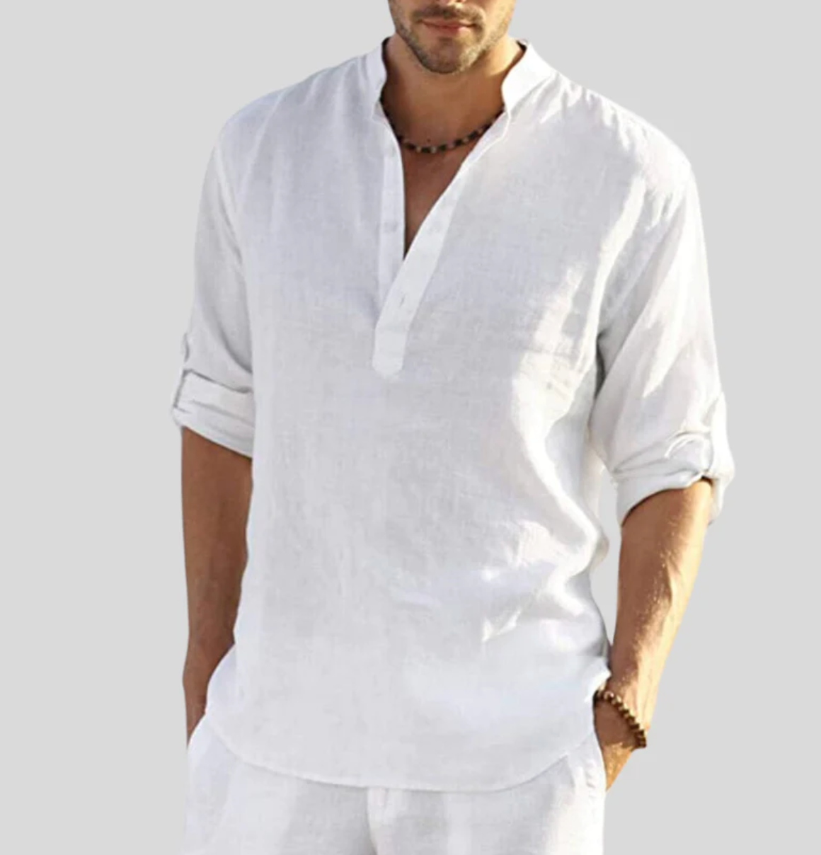 Chemise henley à manches longues pour homme