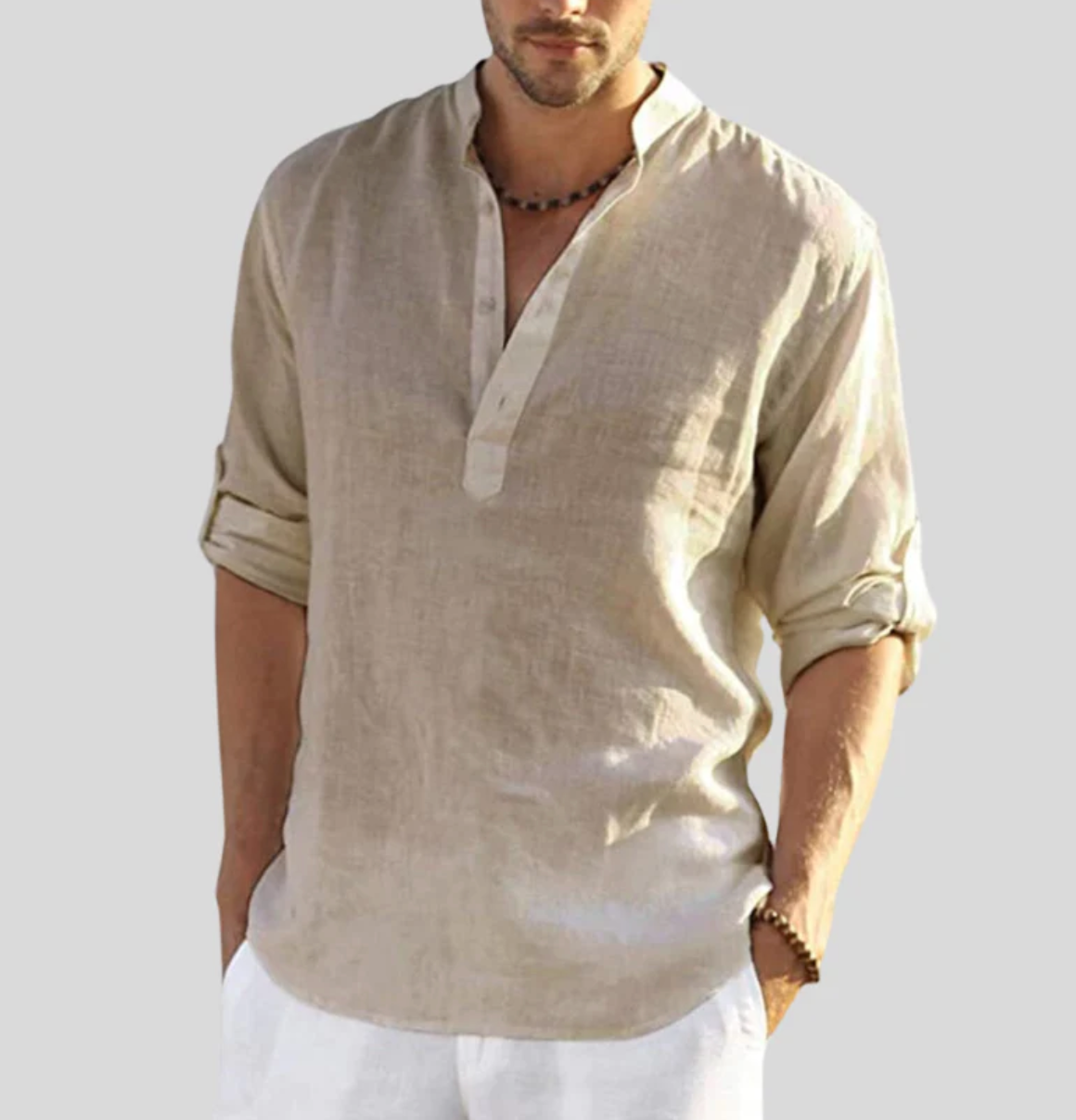 Chemise henley à manches longues pour homme