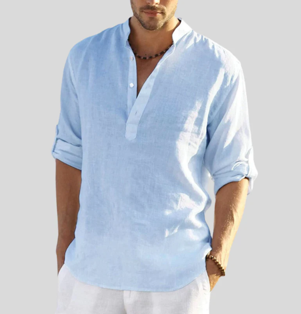 Chemise henley à manches longues pour homme