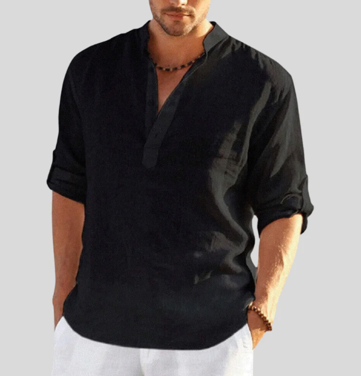Chemise henley à manches longues pour homme