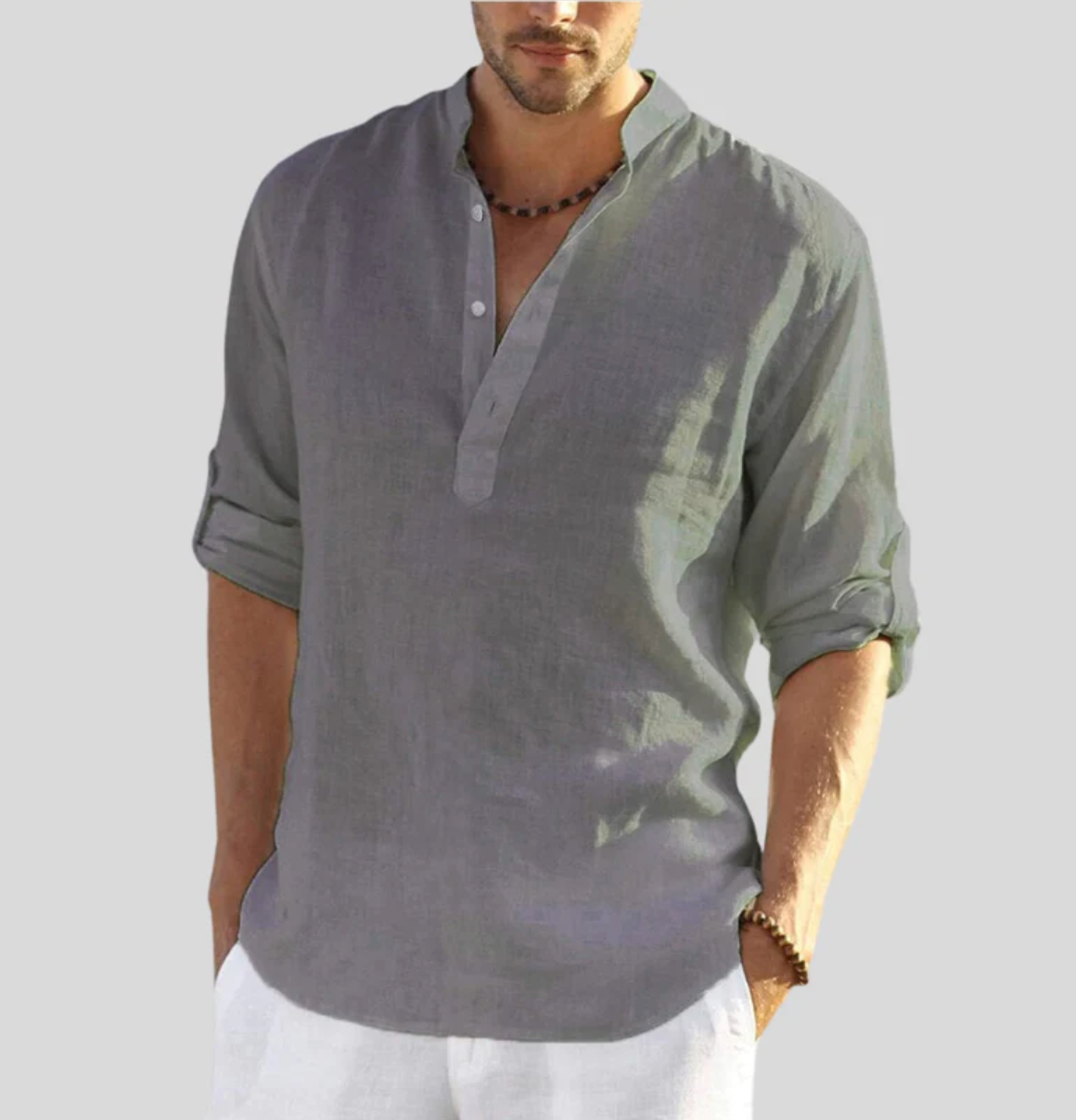 Chemise henley à manches longues pour homme