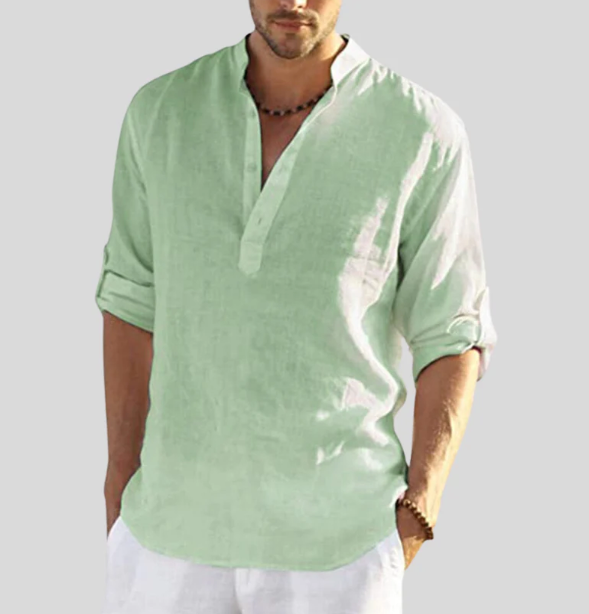 Chemise henley à manches longues pour homme
