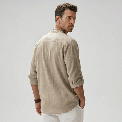 Chemise henley pour homme à col boutonné