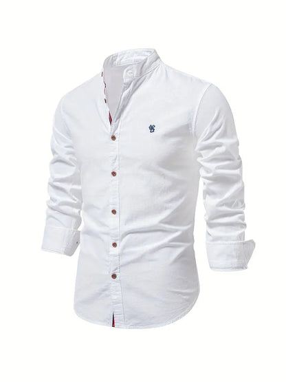 Chemise homme à col mao à manches longues boutonnée