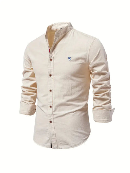 Chemise homme à col mao à manches longues boutonnée