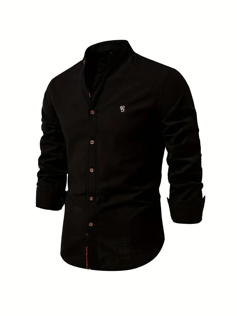 Chemise homme à col mao à manches longues boutonnée