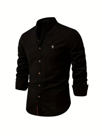 Chemise homme à col mao à manches longues boutonnée