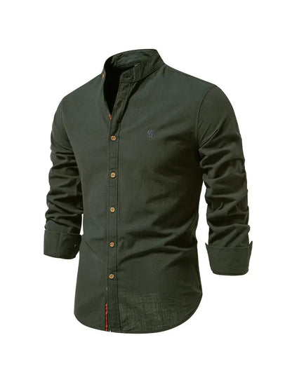 Chemise homme à col mao à manches longues boutonnée