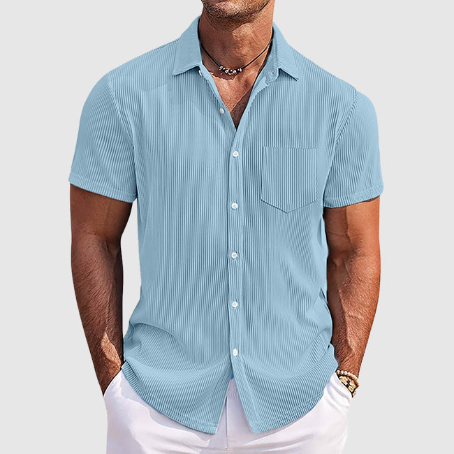 Chemise homme à manches courtes col à revers