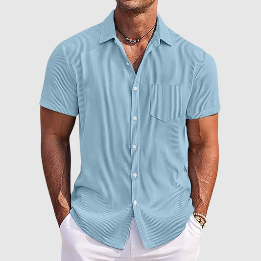 Chemise homme à manches courtes col à revers