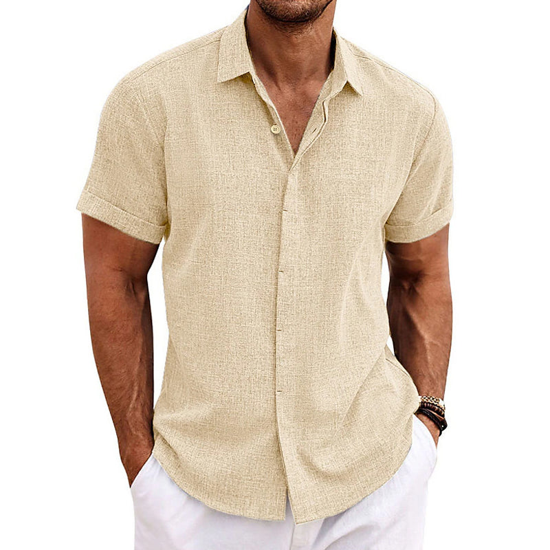 Chemise homme à manches courtes en mélange de lin