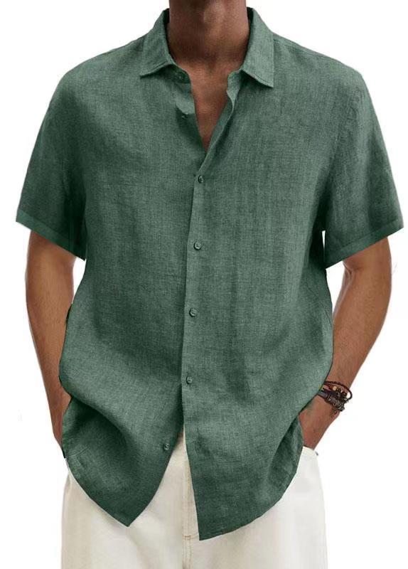 Chemise homme à manches courtes en mélange de lin