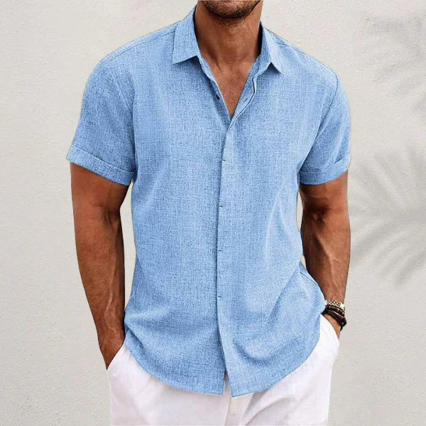 Chemise homme à manches courtes en mélange de lin