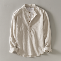 Chemise homme à manches longues à col officier