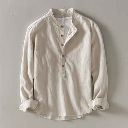 Chemise homme à manches longues à col officier