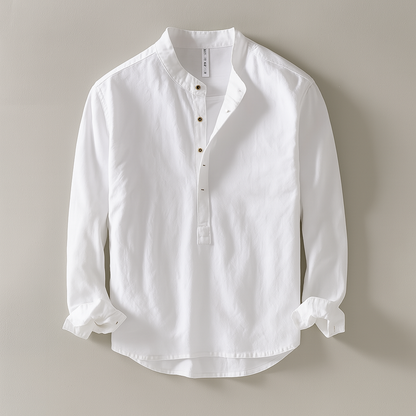 Chemise homme à manches longues à col officier