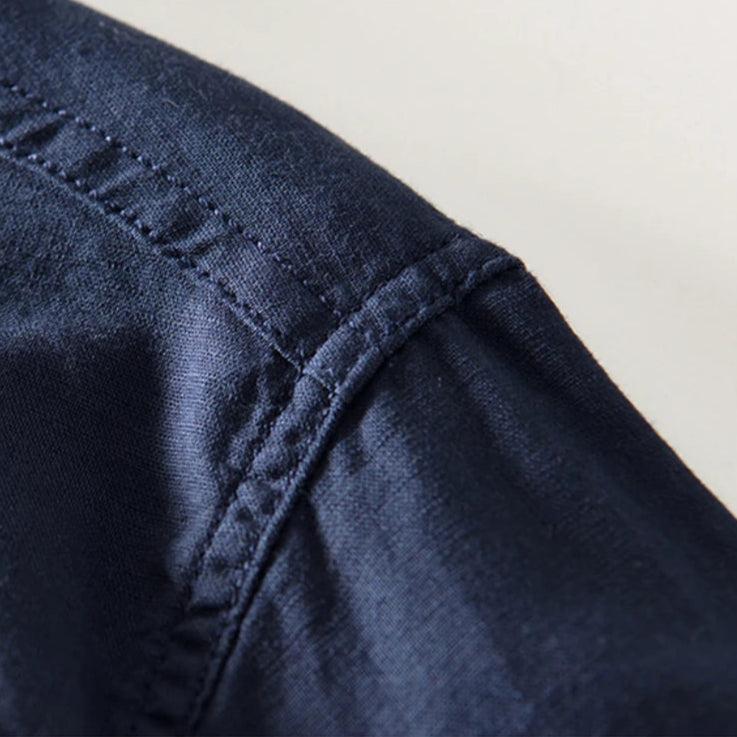 Chemise homme à manches longues à col officier