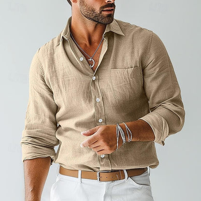Chemise homme à manches longues boutonnée
