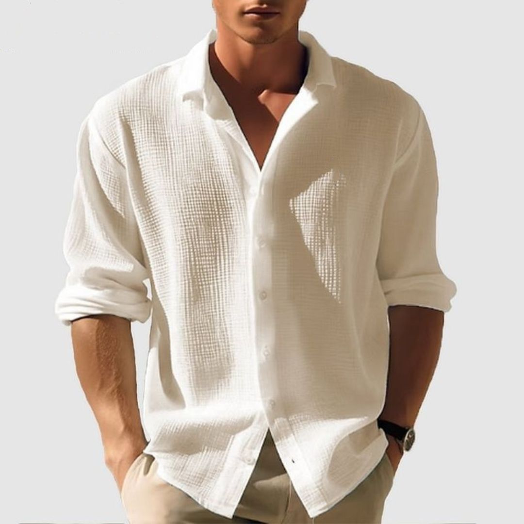 Chemise homme à manches longues boutonnée
