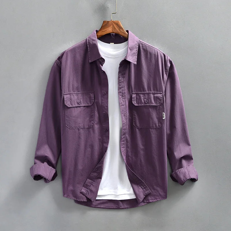 Chemise homme à manches longues boutonnée