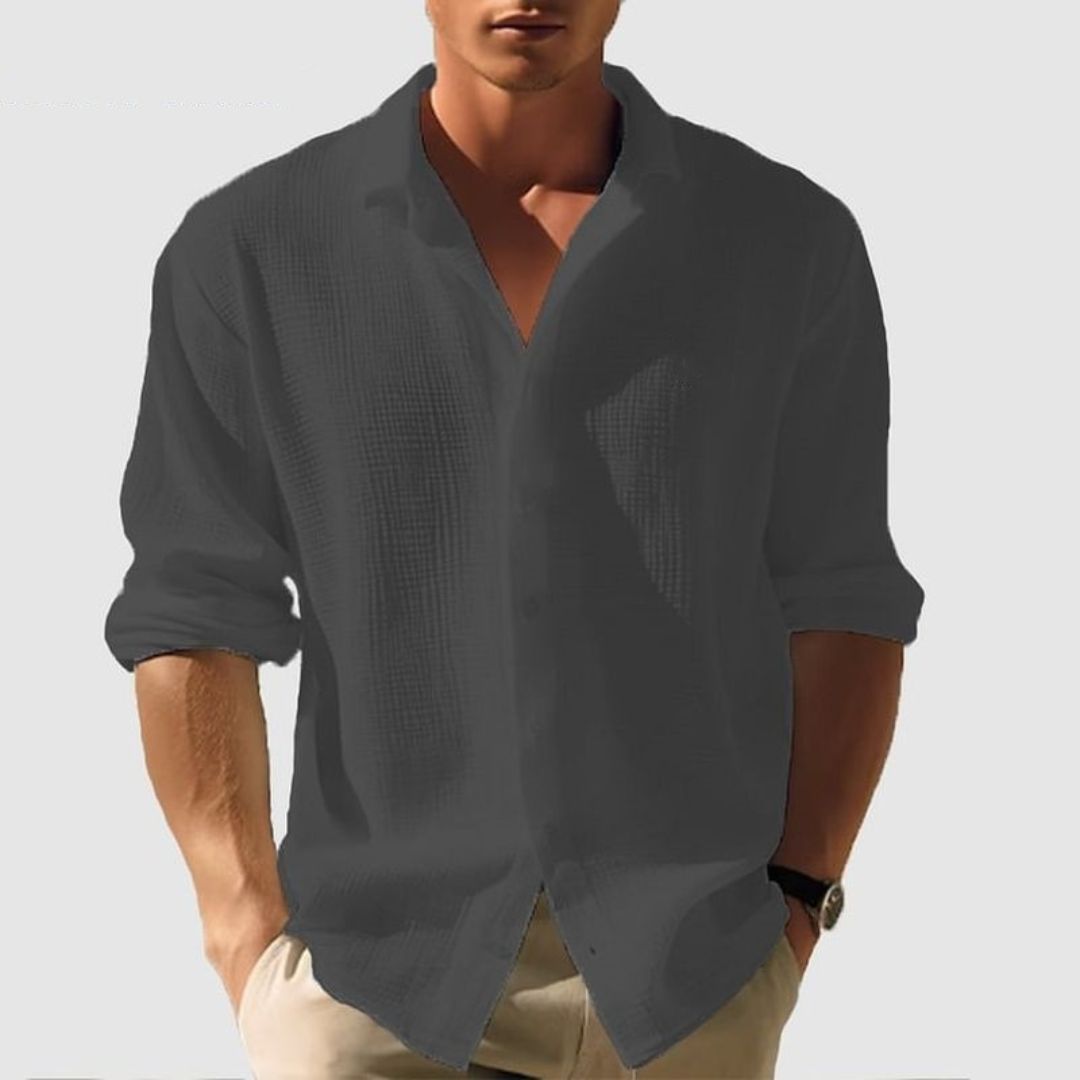 Chemise homme à manches longues boutonnée