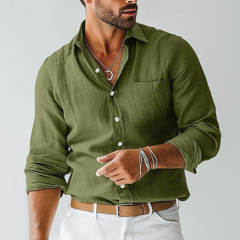 Chemise homme à manches longues boutonnée