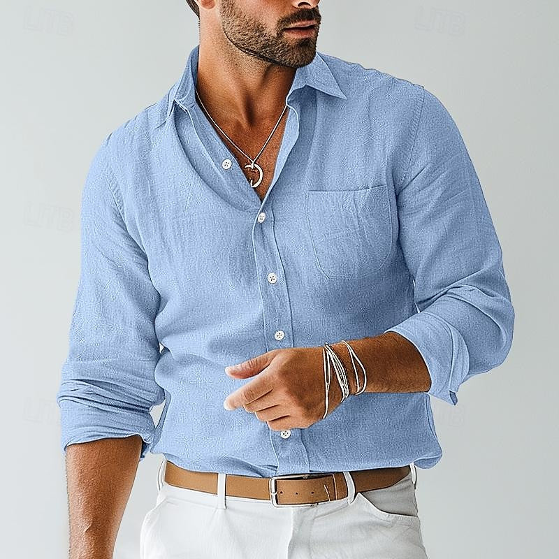 Chemise homme à manches longues boutonnée