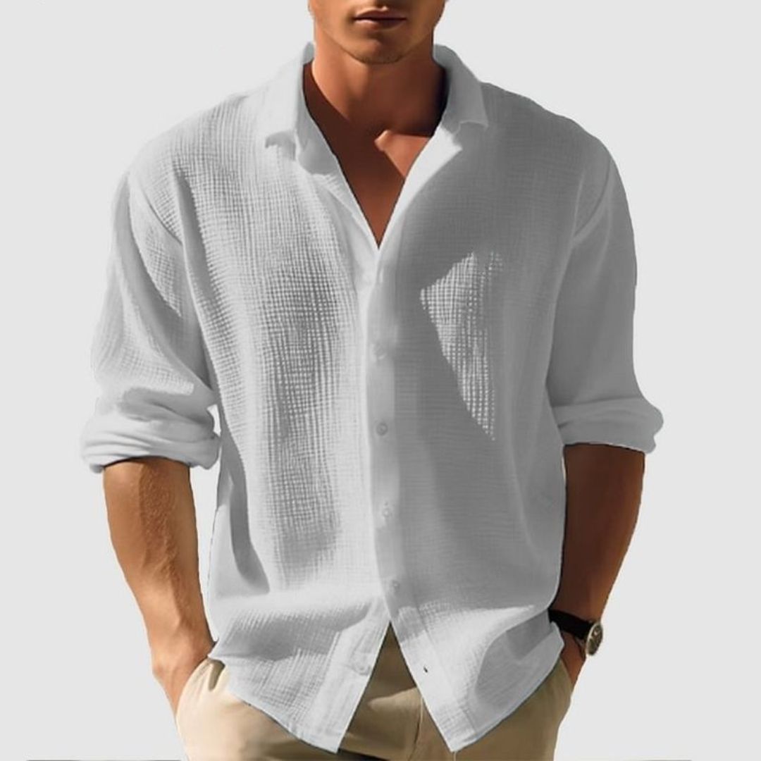 Chemise homme à manches longues boutonnée