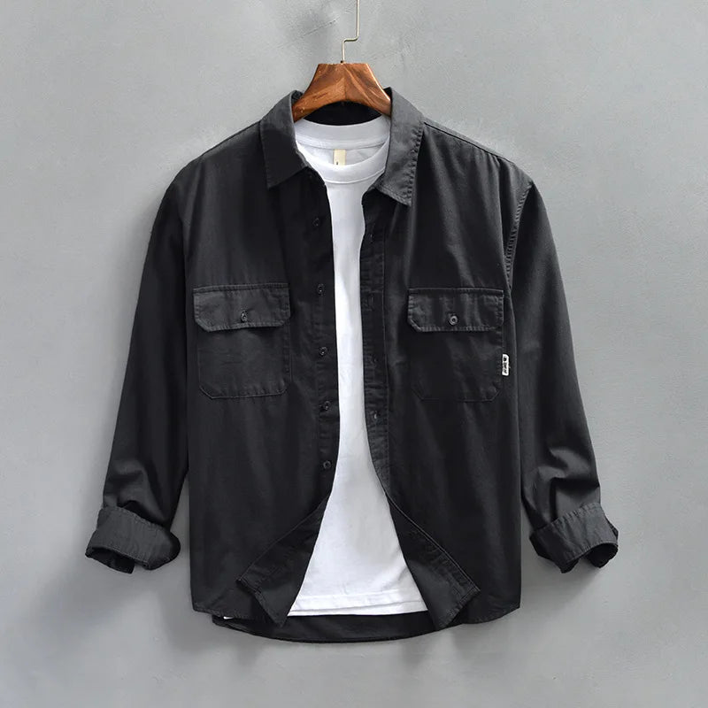 Chemise homme à manches longues boutonnée