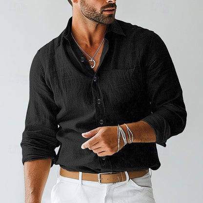 Chemise homme à manches longues boutonnée