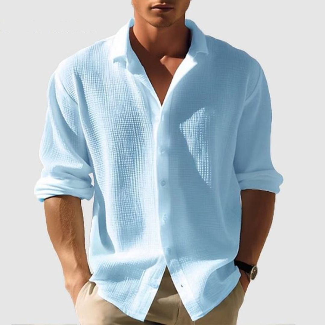 Chemise homme à manches longues boutonnée