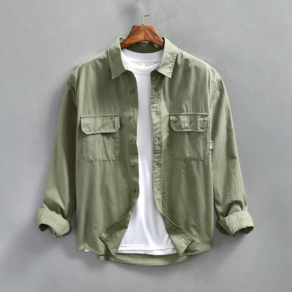 Chemise homme à manches longues boutonnée