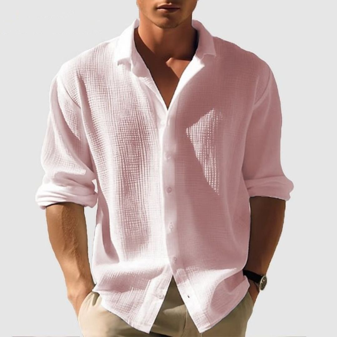 Chemise homme à manches longues boutonnée