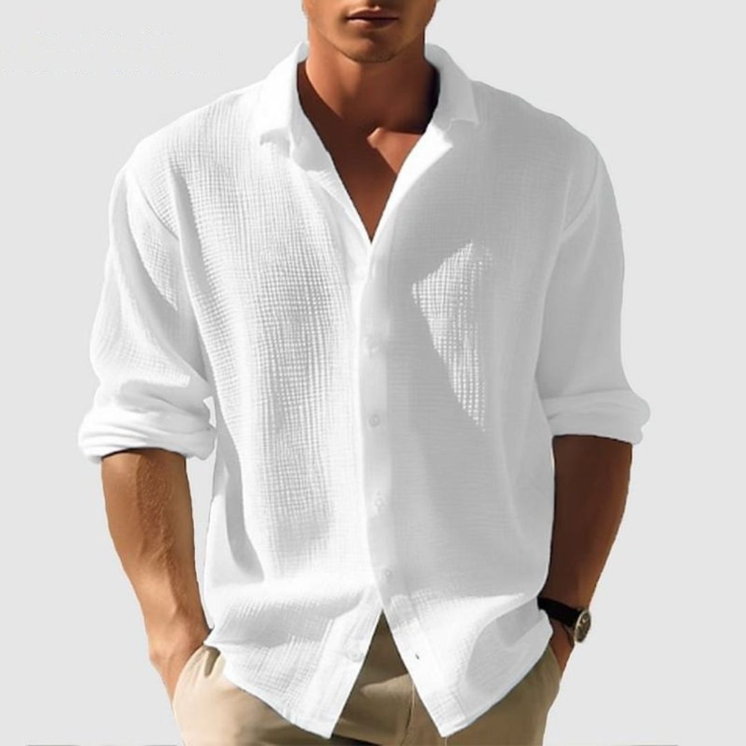 Chemise homme à manches longues boutonnée