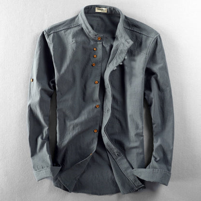 Chemise homme col mao à manches longues