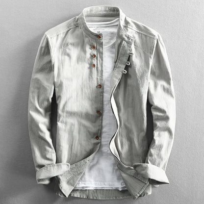 Chemise homme col mao à manches longues