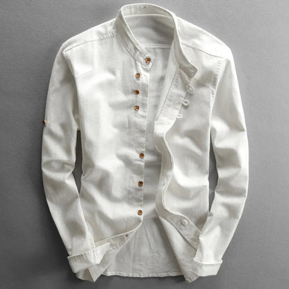 Chemise homme col mao à manches longues