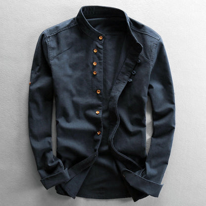 Chemise homme col mao à manches longues