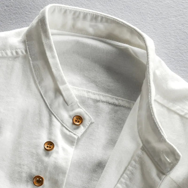 Chemise homme col mao à manches longues